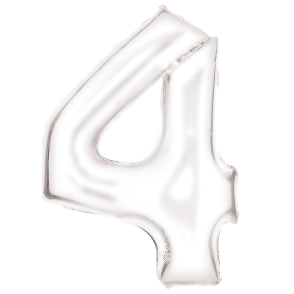Large Number 4 Silk Lustre White